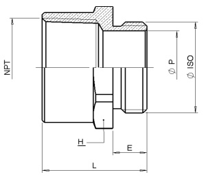 Thread adapter, brass nickel plated, M32(M) to 3/4