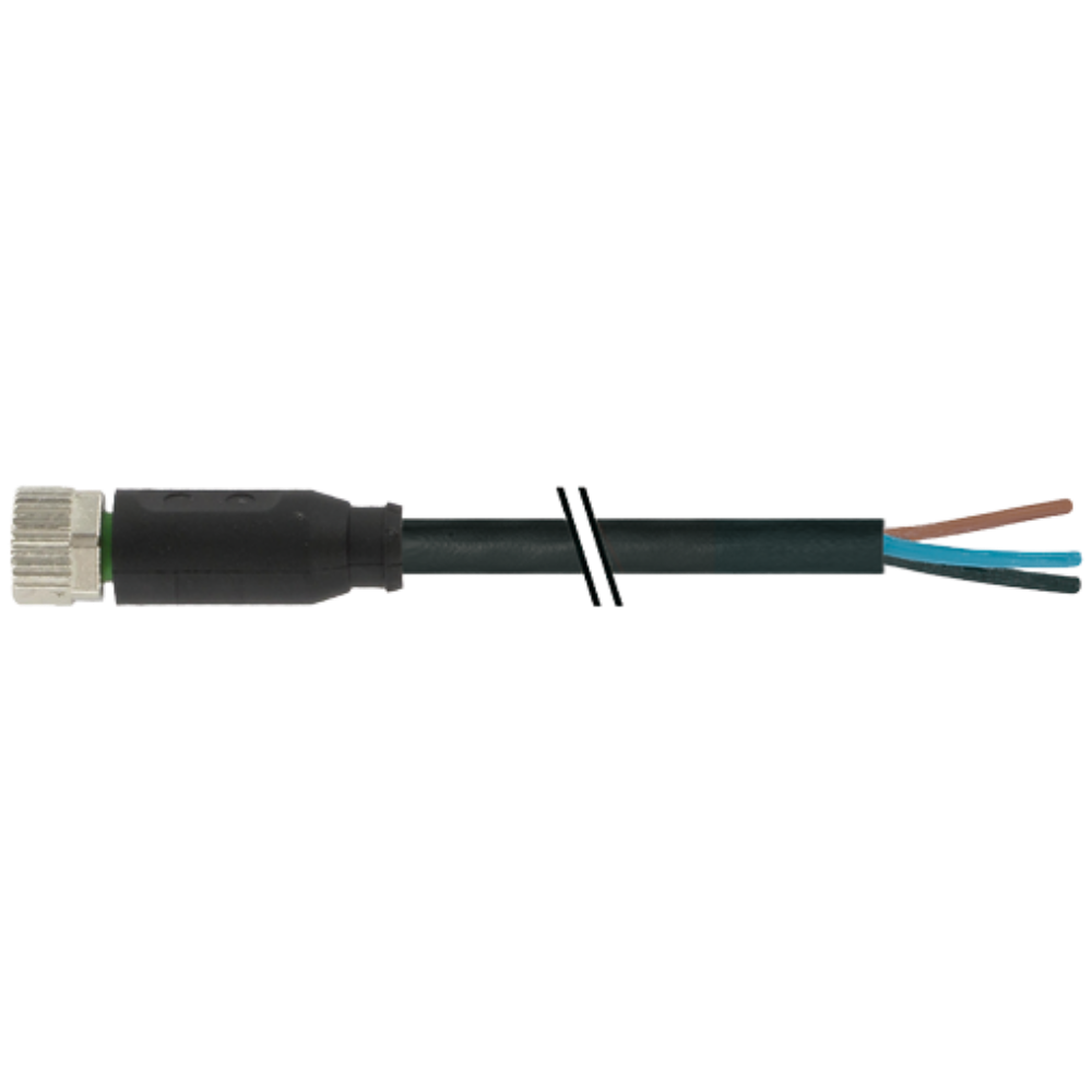 M8 Cable, Female, 3 pins, PVC, 5m